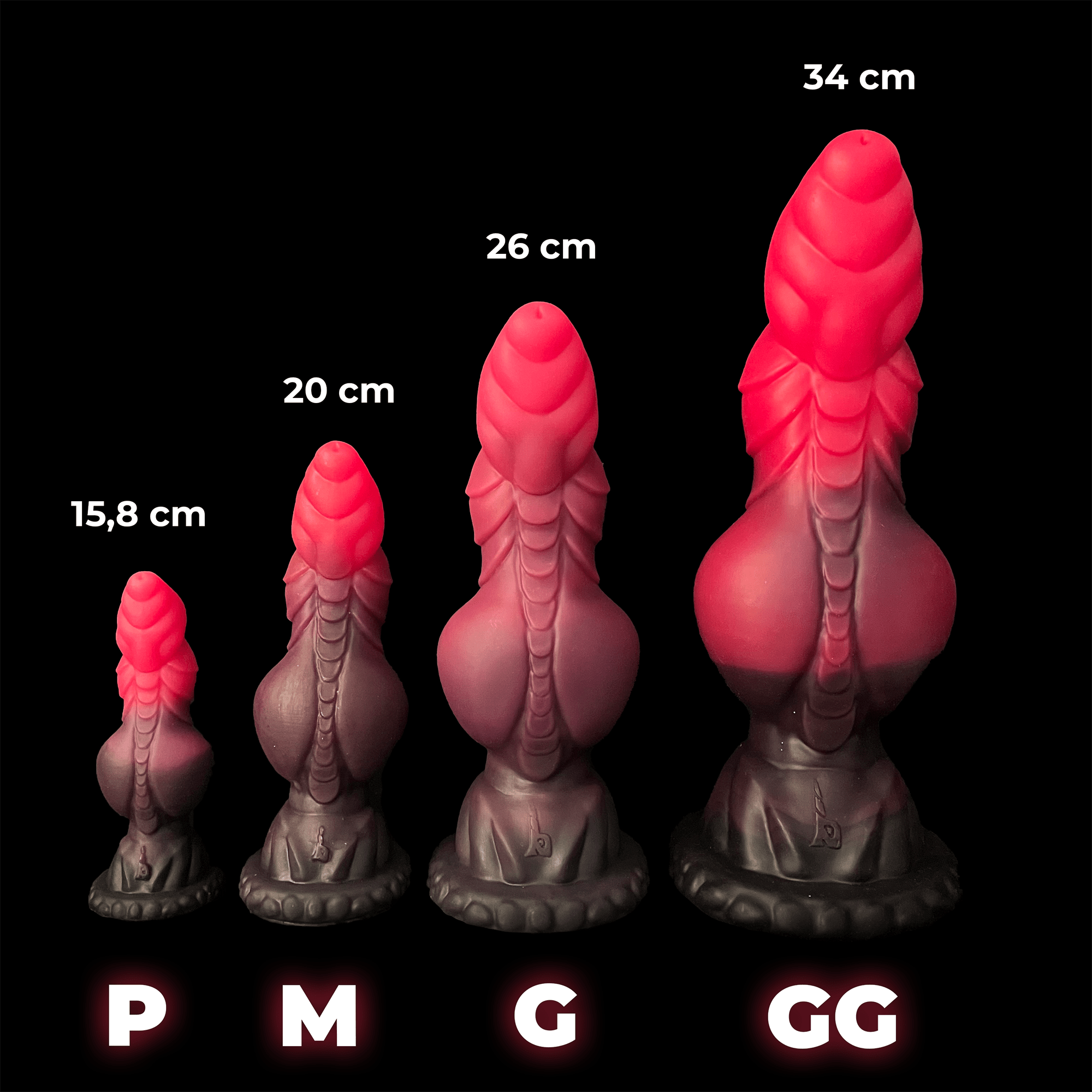 Comparação dos tamanhos do dildo Reaper