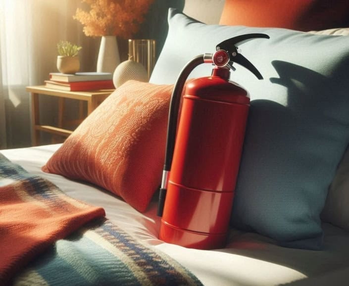 extintor sobre a cama representando parafilia