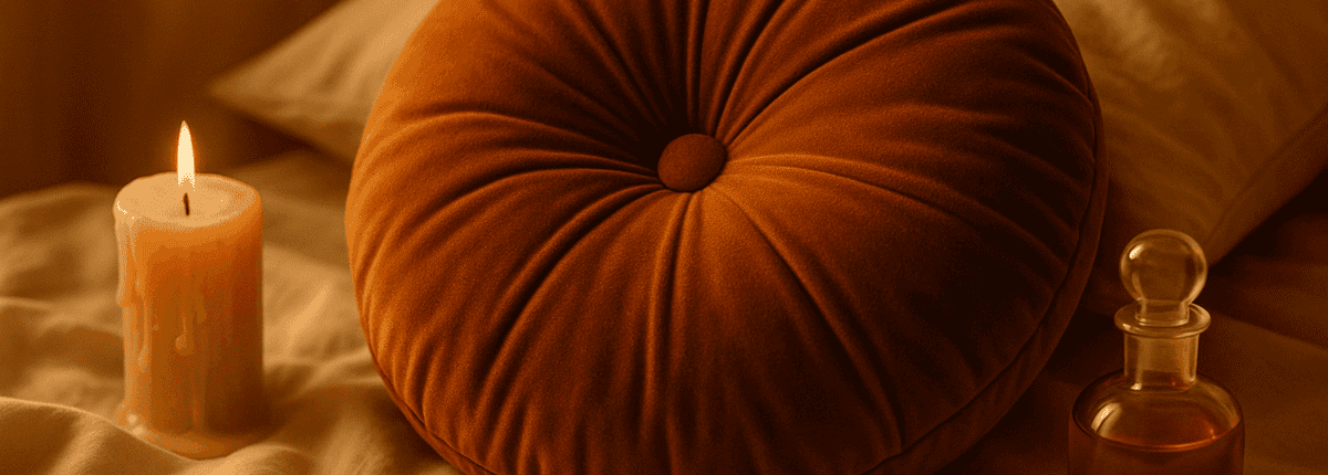 Almofada e produtos simulando sexo anal almofada em cima da cama remetendo o uso de produtos para o sexo anal