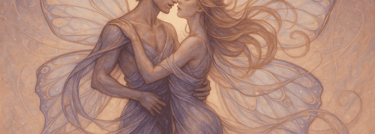 Casal que representa a posição da borboleta paraguaia