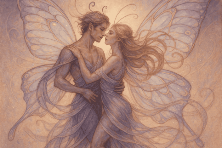 Casal que representa a posição da borboleta paraguaia