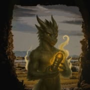 Personagem Furry Hentai de um dragão dentro de uma caverna