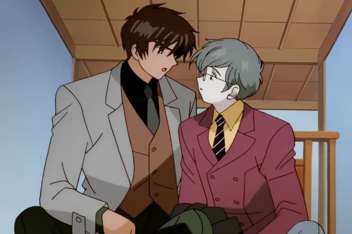 Dois homens em um anime em uma historia yaoi