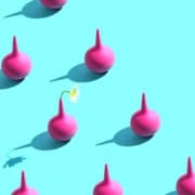 Chucas rosas ilustradas enfileiradas.